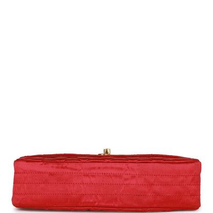 Chanel Vintage Flap Bag Red Satin Gold Hardware