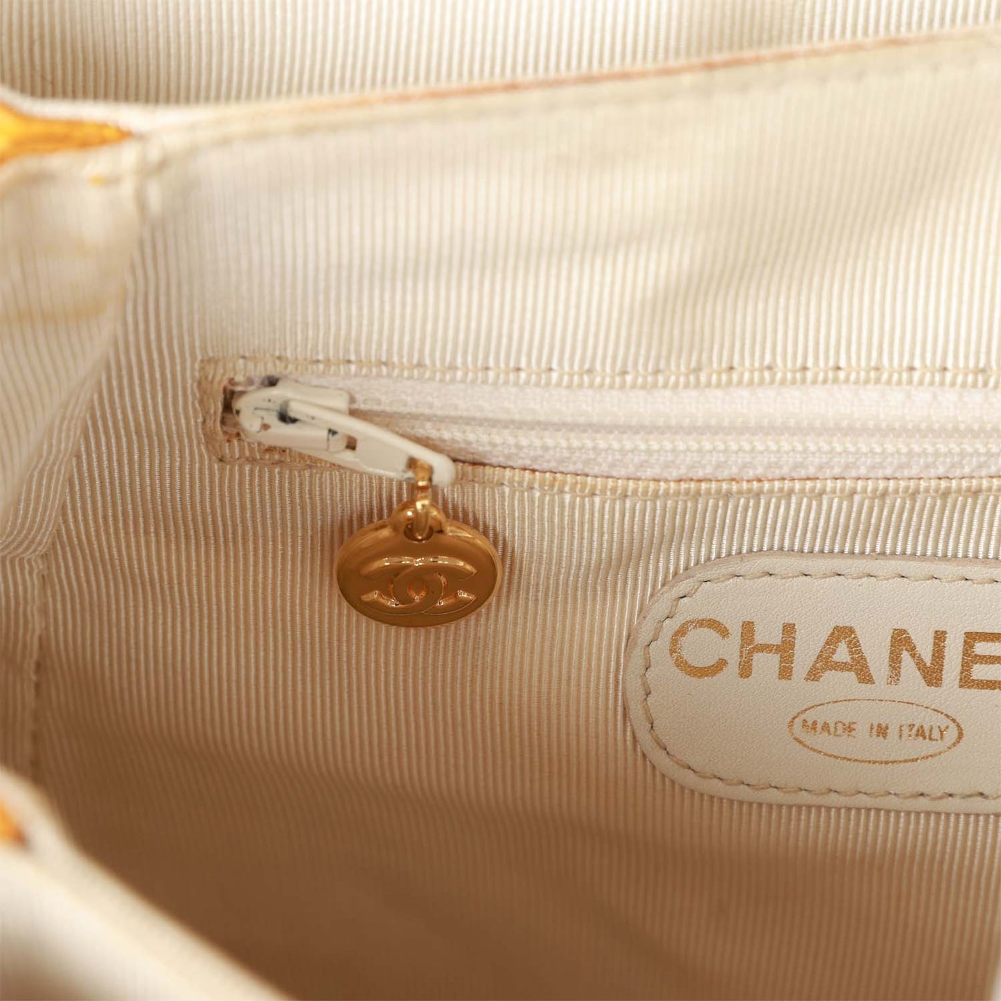 Chanel Vintage Flap Backpack Orange Caviar Gold Hardware