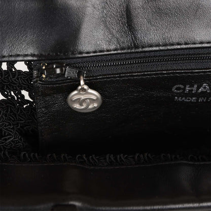 Chanel Vintage Supermodel Tote Black Crochet Aged Silver Hardware