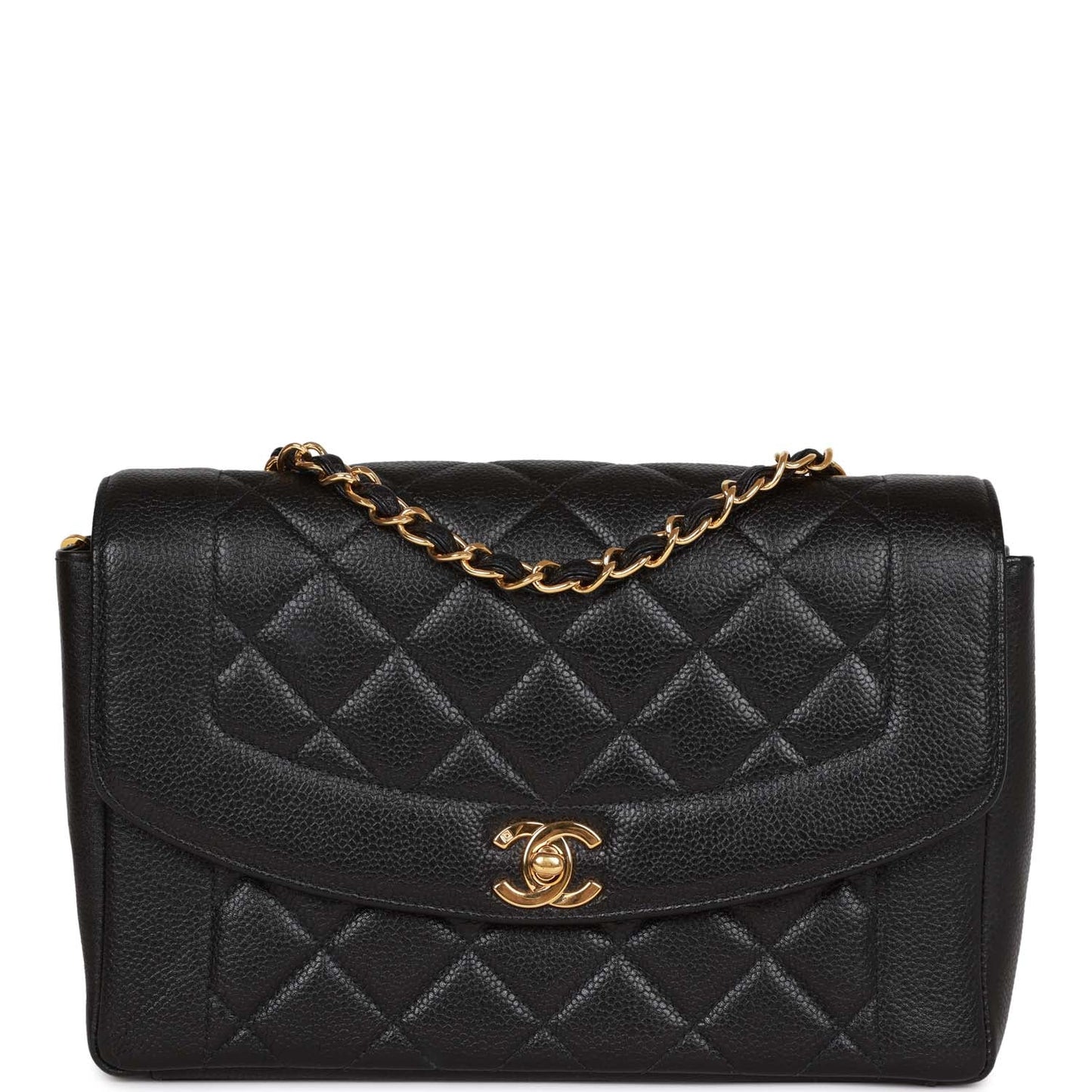 Chanel Vintage Medium Diana Flap Bag Black Caviar Gold Hardware