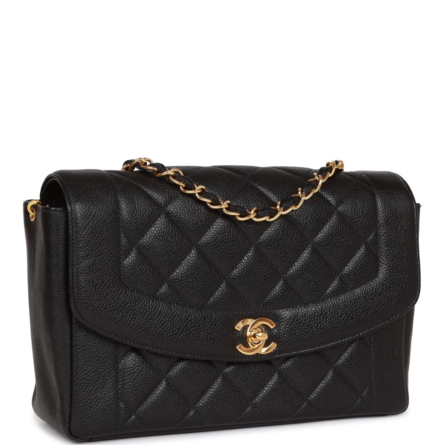 Chanel Vintage Medium Diana Flap Bag Black Caviar Gold Hardware