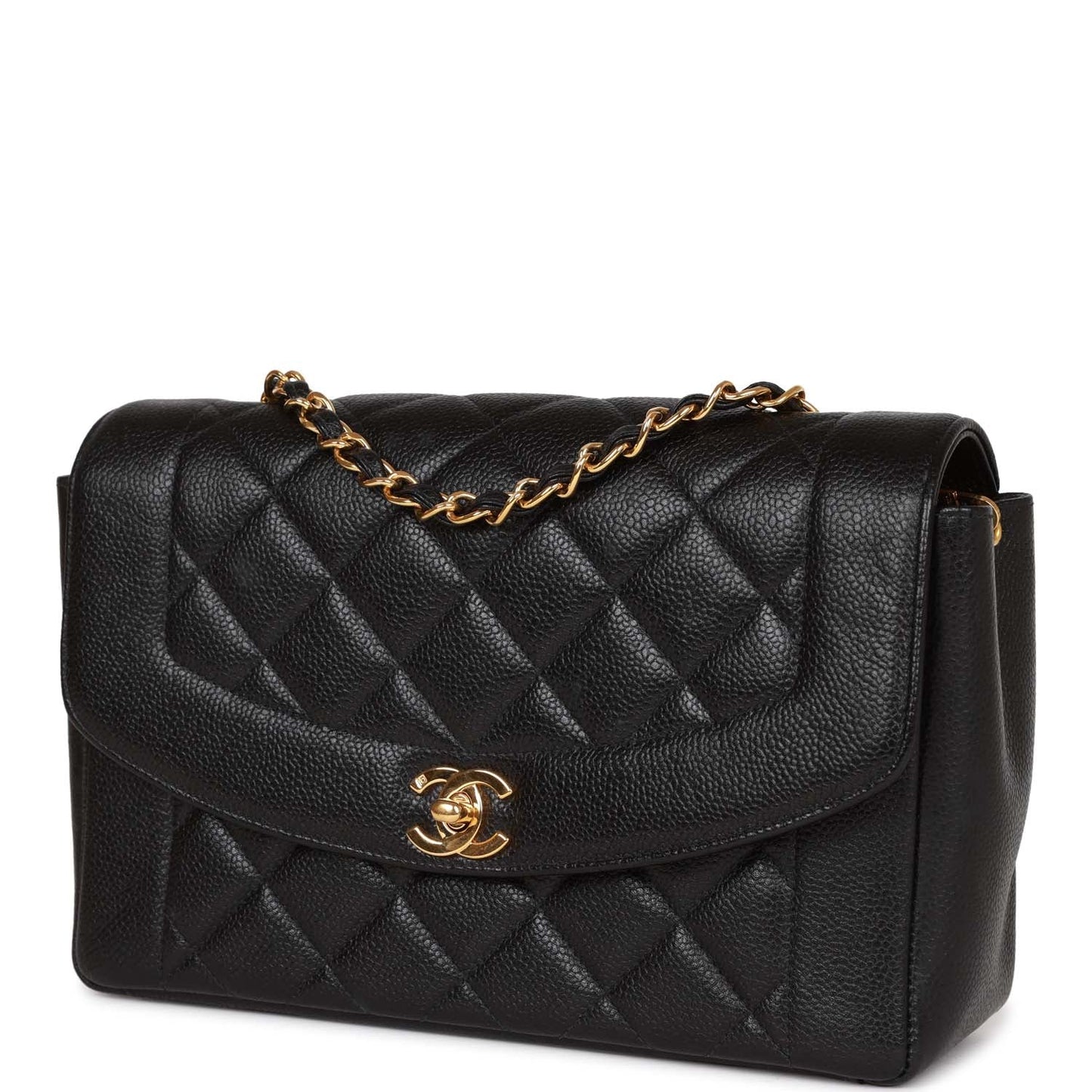 Chanel Vintage Medium Diana Flap Bag Black Caviar Gold Hardware