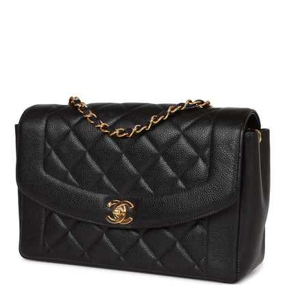 Chanel Vintage Medium Diana Flap Bag Black Caviar Gold Hardware