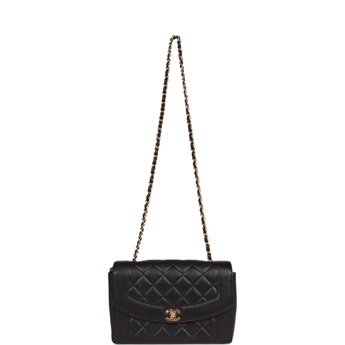 Chanel Vintage Medium Diana Flap Bag Black Caviar Gold Hardware