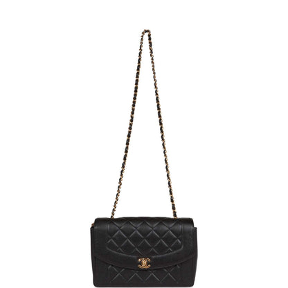 Chanel Vintage Medium Diana Flap Bag Black Caviar Gold Hardware