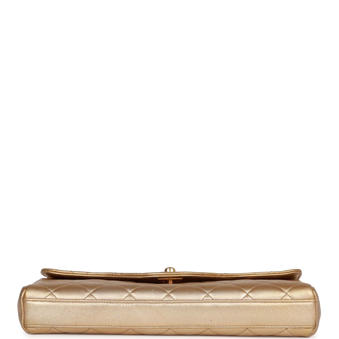 Chanel Vintage Clutch Flap Bag with Handle Gold Metallic Lambskin Gold Hardware