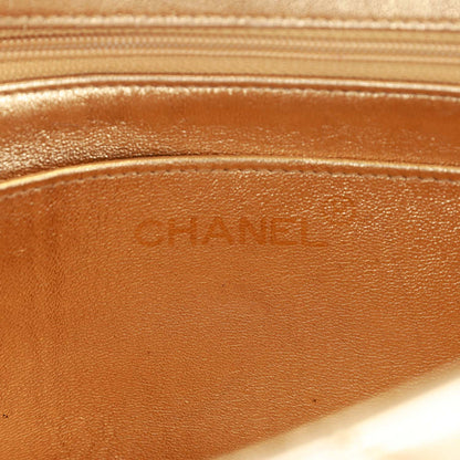 Chanel Vintage Clutch Flap Bag with Handle Gold Metallic Lambskin Gold Hardware