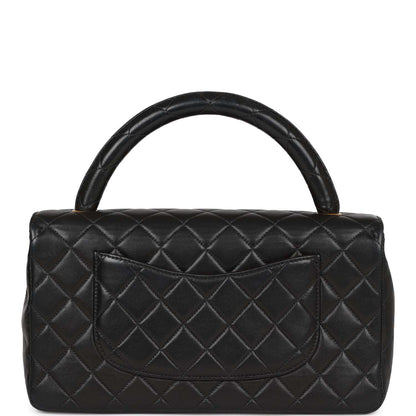 Chanel Vintage Kelly Parent Flap Bag Black Lambskin Gold Hardware