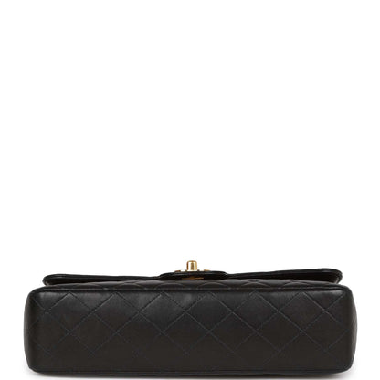 Chanel Vintage Kelly Parent Flap Bag Black Lambskin Gold Hardware