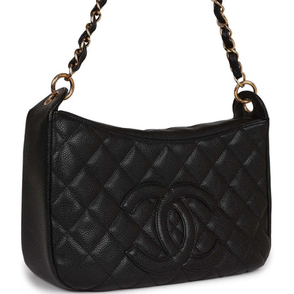 Chanel Vintage Timeless CC Shoulder Bag Black Caviar Gold Hardware
