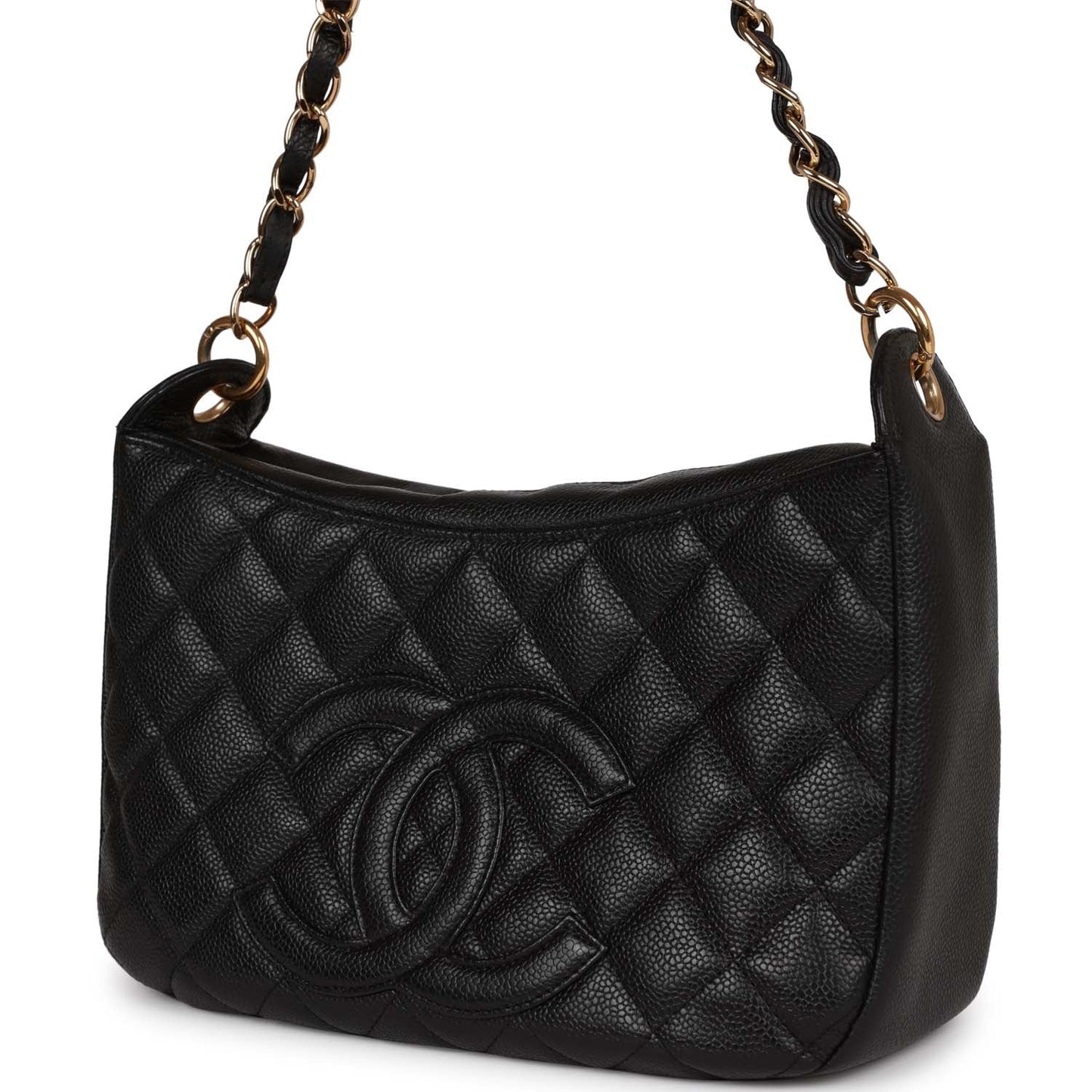 Chanel Vintage Timeless CC Shoulder Bag Black Caviar Gold Hardware