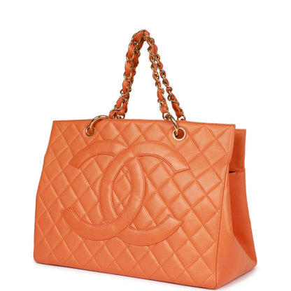 Chanel Vintage Grand CC Timeless Tote Bag Orange Caviar Gold Hardware