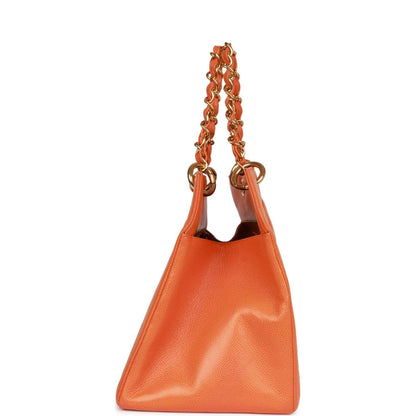 Chanel Vintage Grand CC Timeless Tote Bag Orange Caviar Gold Hardware