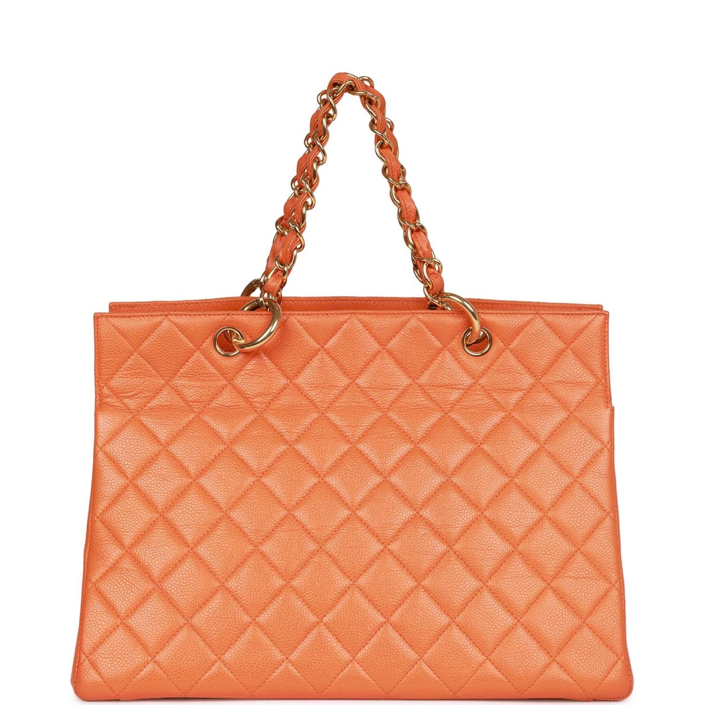 Chanel Vintage Grand CC Timeless Tote Bag Orange Caviar Gold Hardware