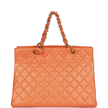 Chanel Vintage Grand CC Timeless Tote Bag Orange Caviar Gold Hardware