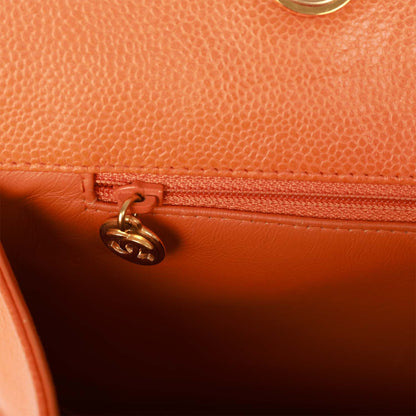 Chanel Vintage Grand CC Timeless Tote Bag Orange Caviar Gold Hardware
