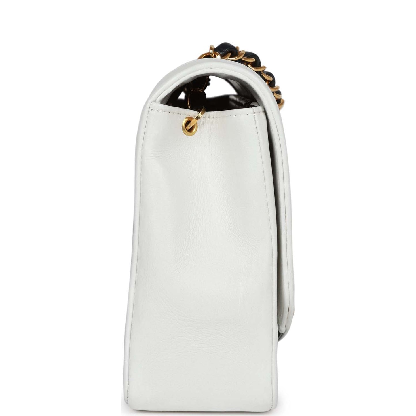 Chanel Vintage Small Diana Flap Bag White and Navy Lambskin Gold Hardware