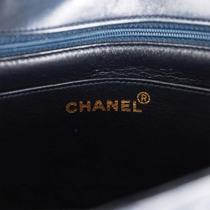 Chanel Vintage Small Diana Flap Bag White and Navy Lambskin Gold Hardware