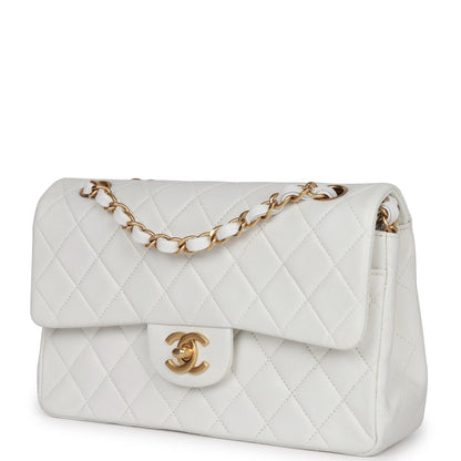 Chanel Vintage Small Classic Double Flap White Lambskin Gold Hardware