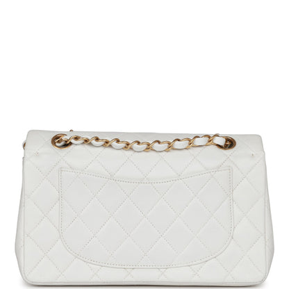 Chanel Vintage Small Classic Double Flap White Lambskin Gold Hardware
