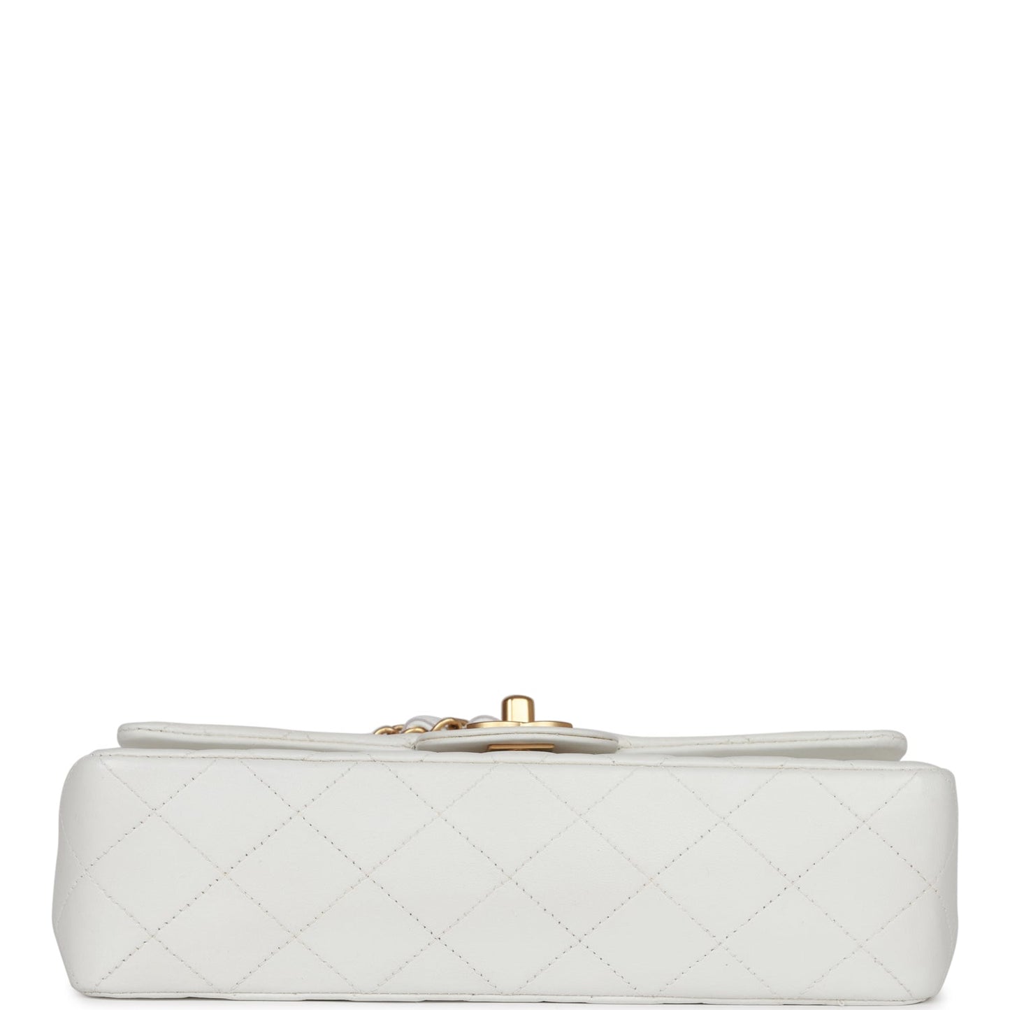 Chanel Vintage Small Classic Double Flap White Lambskin Gold Hardware