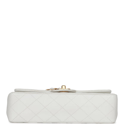 Chanel Vintage Small Classic Double Flap White Lambskin Gold Hardware