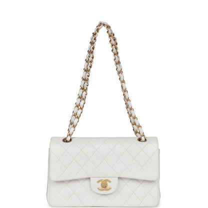 Chanel Vintage Small Classic Double Flap White Lambskin Gold Hardware