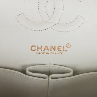 Chanel Vintage Small Classic Double Flap White Lambskin Gold Hardware