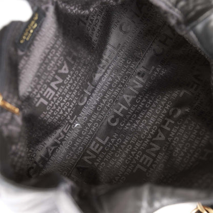 Chanel Vintage "Olsen" Hobo Shoulder Bag Black Lambskin Brushed Gold Hardware