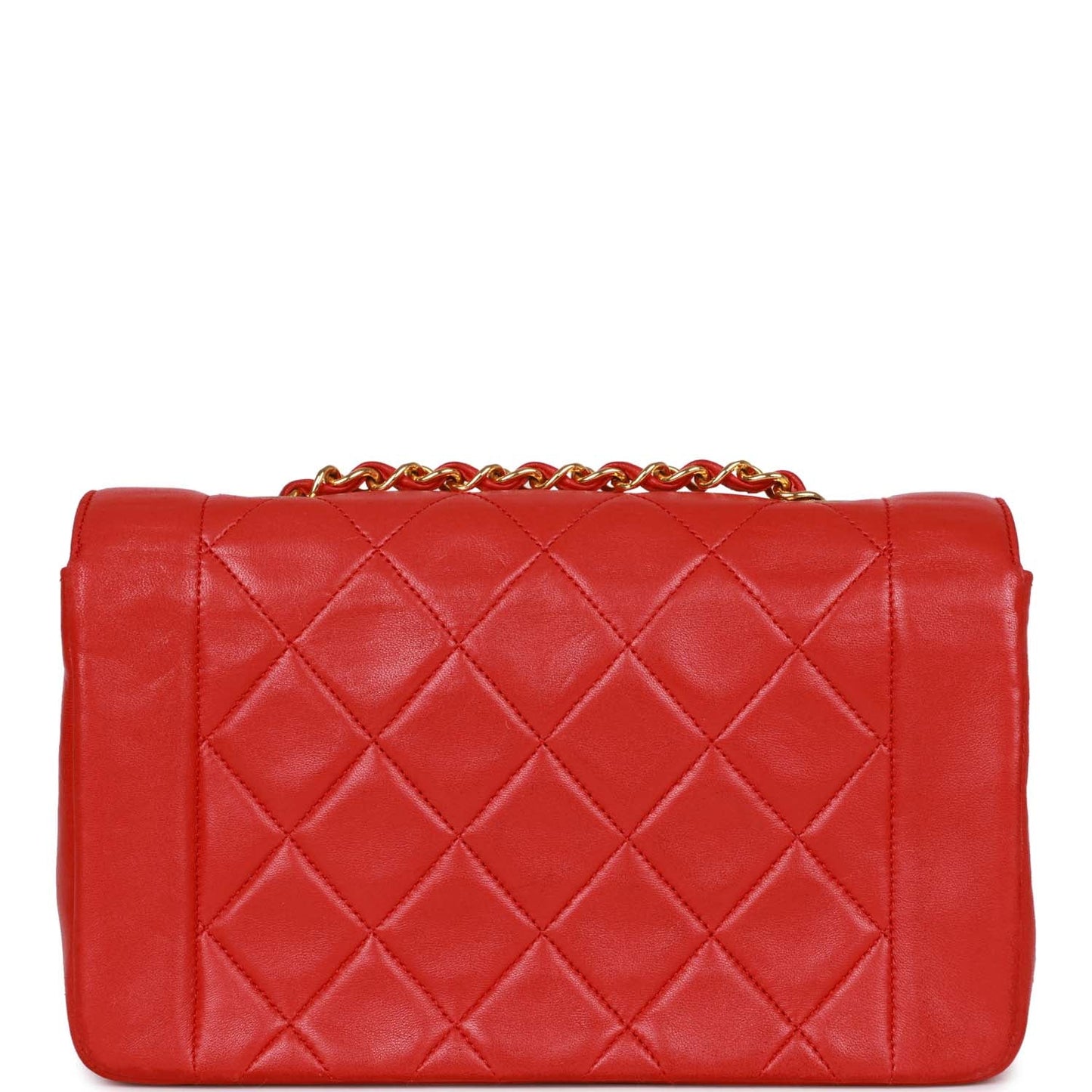 Chanel Vintage Small Diana Flap Bag Red Lambskin Gold Hardware