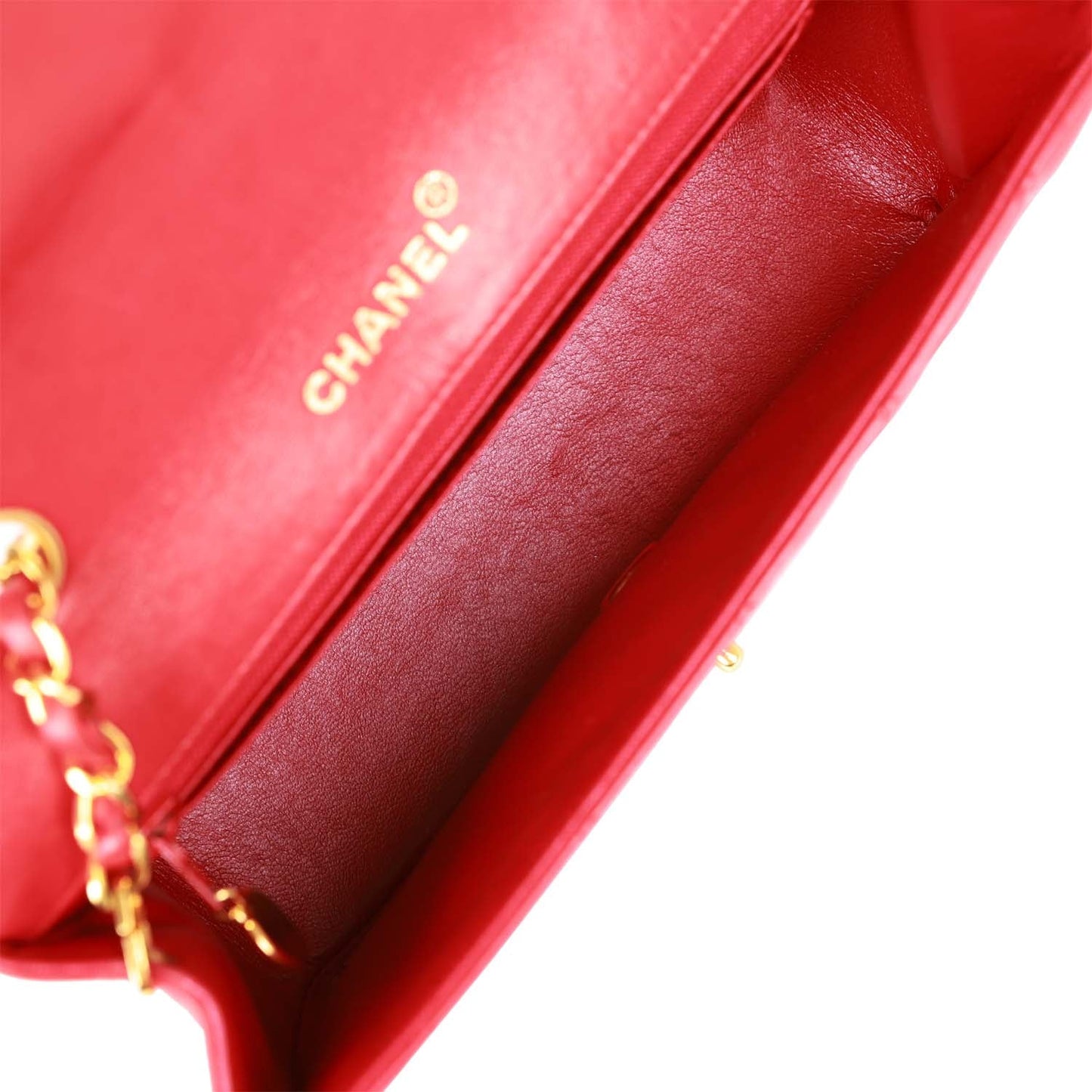 Chanel Vintage Small Diana Flap Bag Red Lambskin Gold Hardware