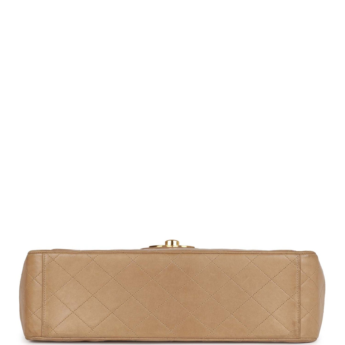 Chanel Vintage XL Maxi Flap Bag Beige Lambskin Gold Hardware