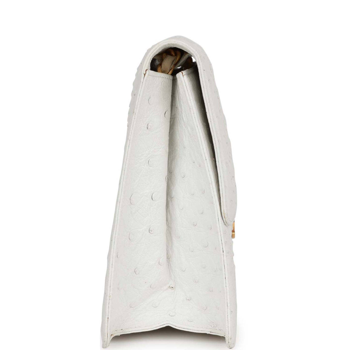 Chanel Vintage Single Flap Bag White Ostrich Gold Hardware