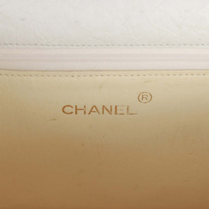 Chanel Vintage Single Flap Bag White Ostrich Gold Hardware
