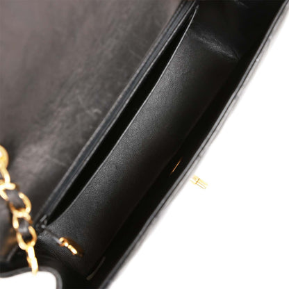 Chanel Vintage Small Diana Flap Bag Black Lambskin Gold Hardware