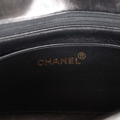 Chanel Vintage Small Diana Flap Bag Black Lambskin Gold Hardware