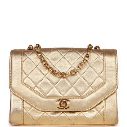 Chanel Vintage Flap Bag Gold Metallic Lambskin Gold Hardware