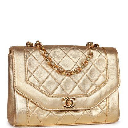 Chanel Vintage Flap Bag Gold Metallic Lambskin Gold Hardware
