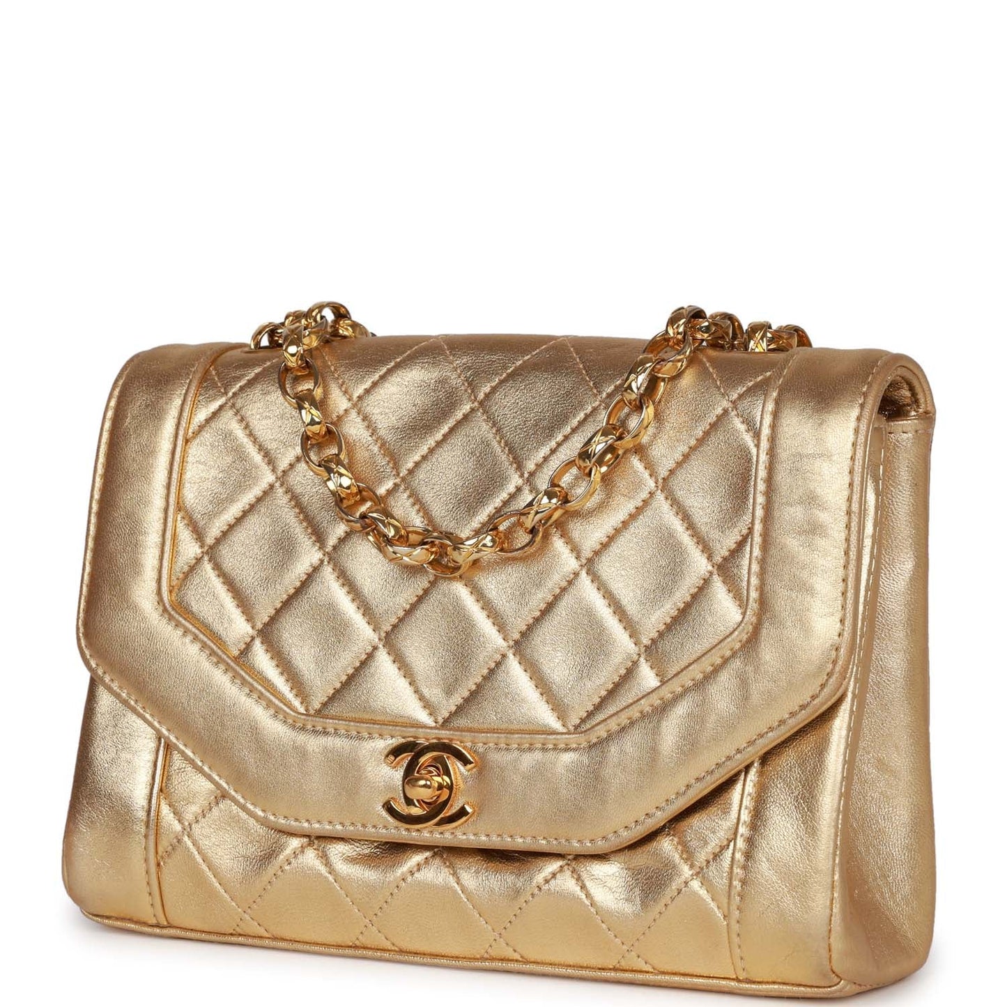 Chanel Vintage Flap Bag Gold Metallic Lambskin Gold Hardware