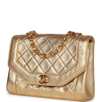 Chanel Vintage Flap Bag Gold Metallic Lambskin Gold Hardware