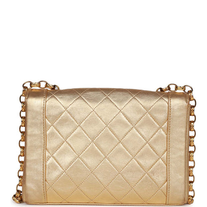 Chanel Vintage Flap Bag Gold Metallic Lambskin Gold Hardware