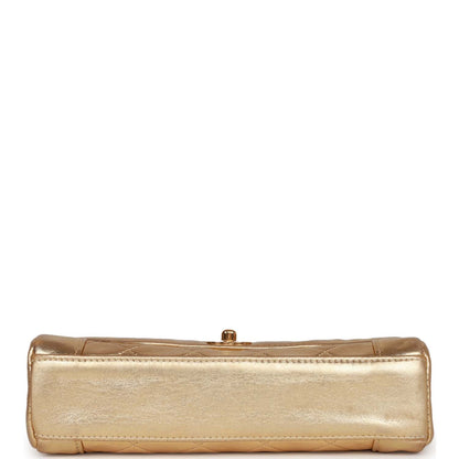 Chanel Vintage Flap Bag Gold Metallic Lambskin Gold Hardware