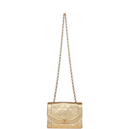 Chanel Vintage Flap Bag Gold Metallic Lambskin Gold Hardware