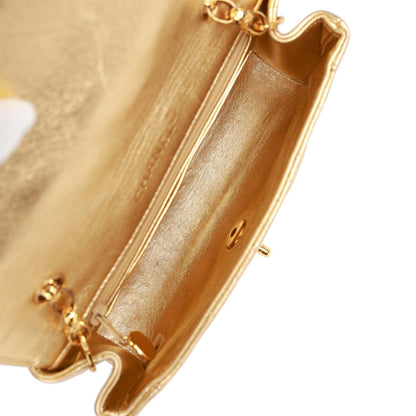 Chanel Vintage Flap Bag Gold Metallic Lambskin Gold Hardware