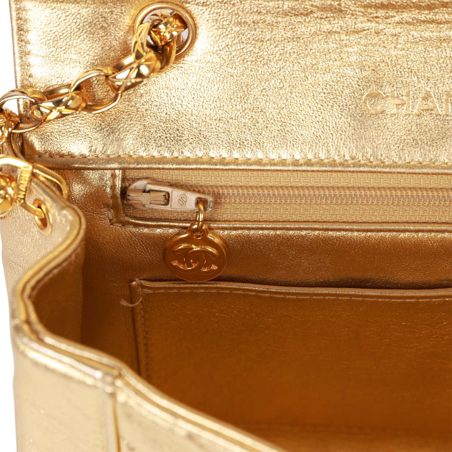 Chanel Vintage Flap Bag Gold Metallic Lambskin Gold Hardware