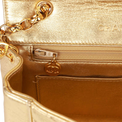 Chanel Vintage Flap Bag Gold Metallic Lambskin Gold Hardware