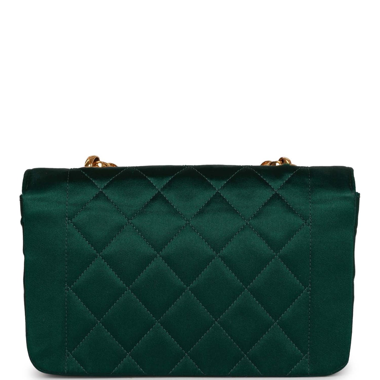 Chanel Vintage Mini Flap Bag Green Satin Gold Hardware
