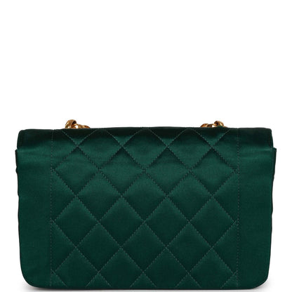Chanel Vintage Mini Flap Bag Green Satin Gold Hardware