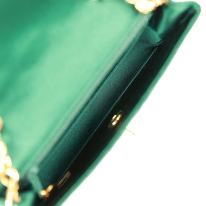 Chanel Vintage Mini Flap Bag Green Satin Gold Hardware