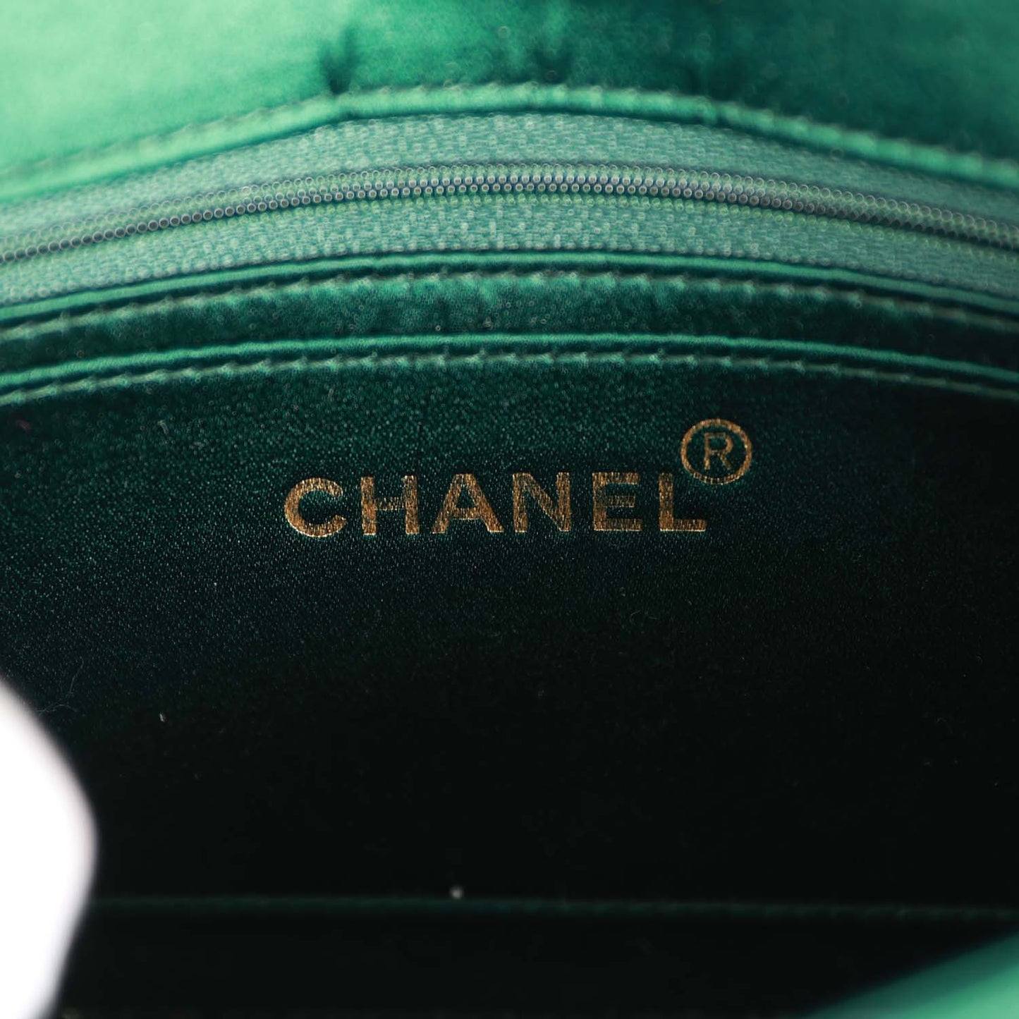 Chanel Vintage Mini Flap Bag Green Satin Gold Hardware